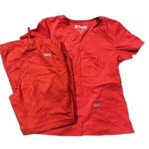 Grey’s Anatomy Orange Scrub Set Size Medium Nurse Medical Uniform